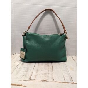 Valentina Green Pebbled Leather Zippy Convertible Shoulder Bag Italia